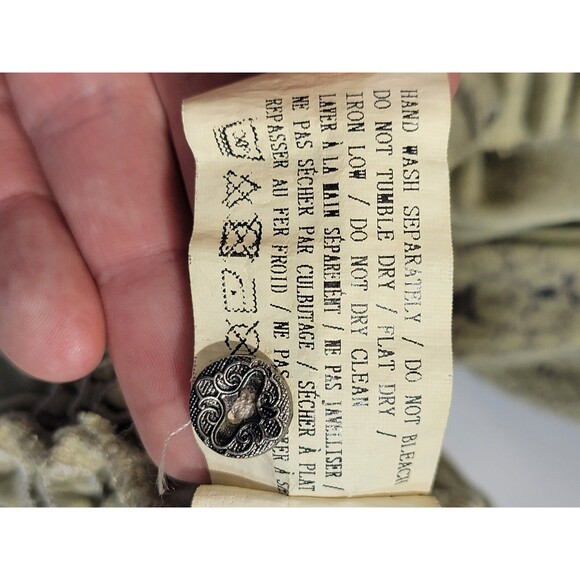 ALK Women's Medium Anama Ruffle V Neck Peasant Button Down Blouse Shirt Top EUC - Picture 14 of 14